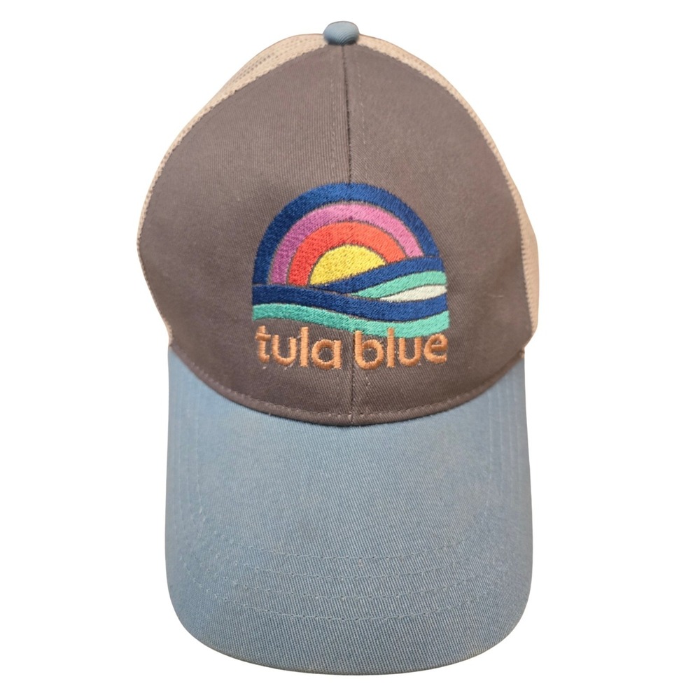 Authentic‎ Pigment Twotone Trucker Hat Gray Blue Mesh Back Rainbow Sun Tula Blue